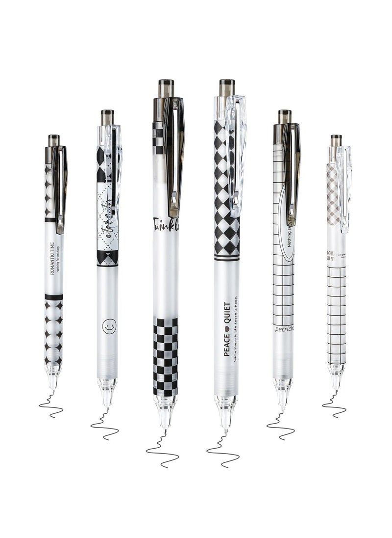 Y&D Gel Ink Pens Quick Dry Retractable Black 0.5mm Pens, Fine Point Smooth Writing Sketching Aesthetic Cute Pen for School Home Office Supplies (6 Pieces)  - Image 1
