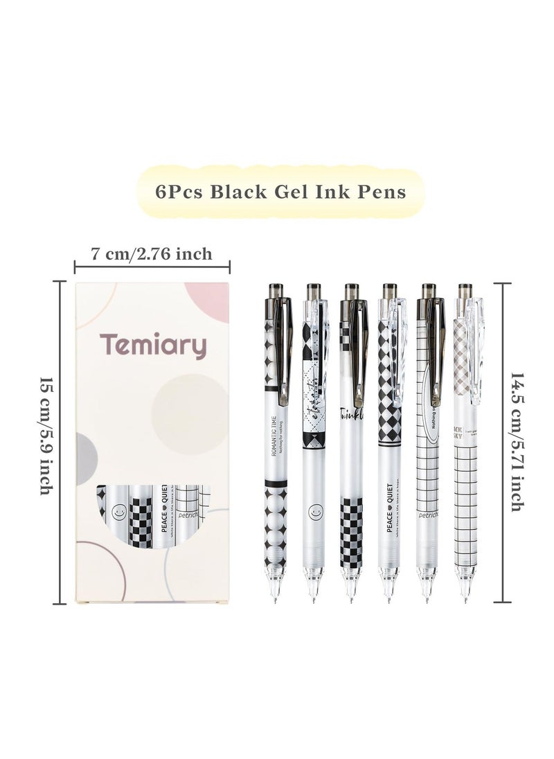 Y&D Gel Ink Pens Quick Dry Retractable Black 0.5mm Pens, Fine Point Smooth Writing Sketching Aesthetic Cute Pen for School Home Office Supplies (6 Pieces)  - Image 2