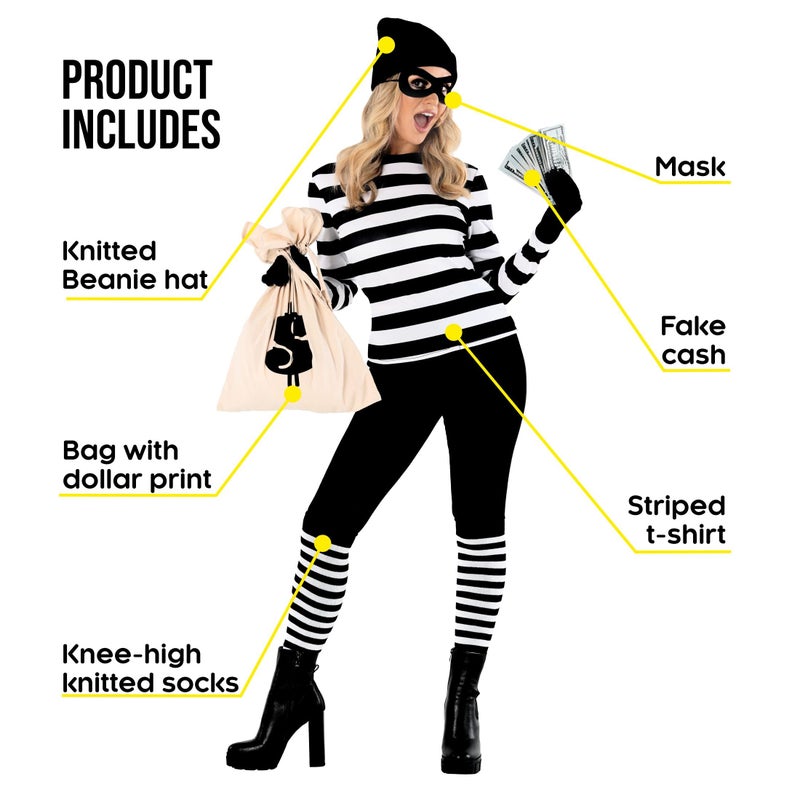 Morph Bank Robber Costume - Women's Cop and Robber Set - Adult L - Image 4