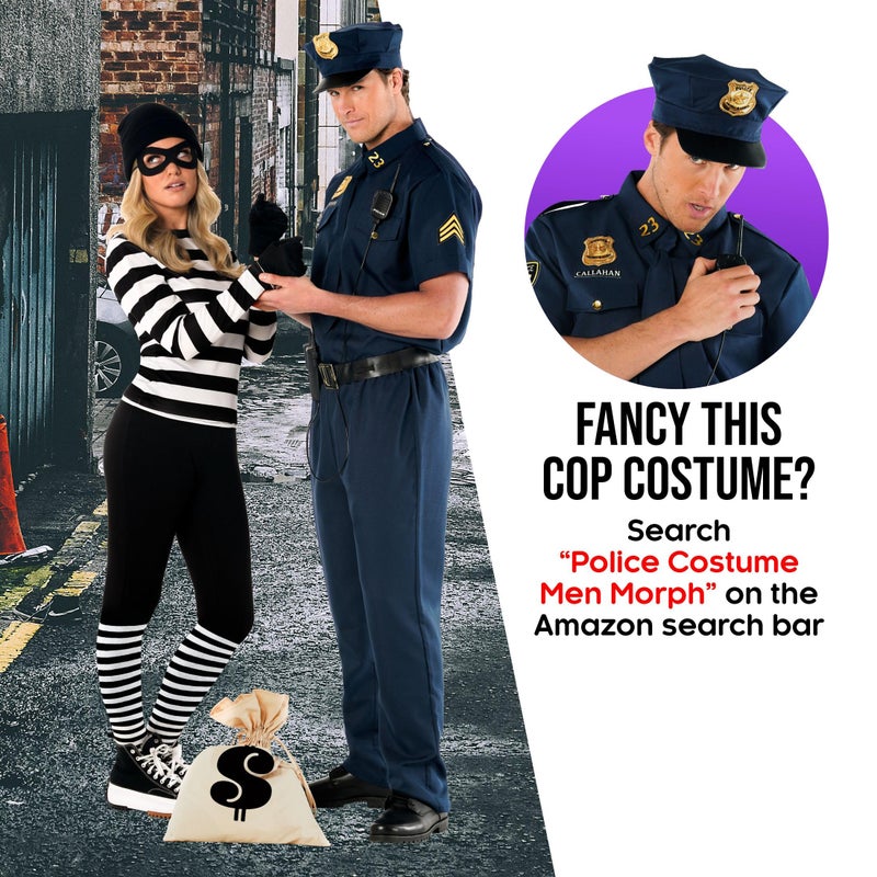 Morph Bank Robber Costume - Women's Cop and Robber Set - Adult L - Image 5