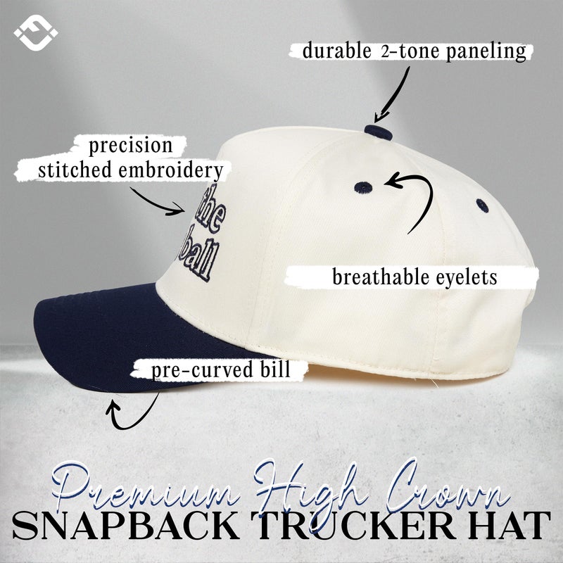 Funky Junque Two Tone Vintage Snapback Hat - Hit The Dang Ball - Navy/Beige - Image 3