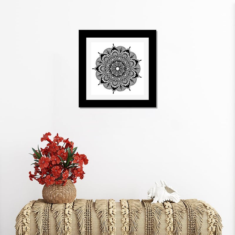 DEKORSTATION Mandala Art Wall Decor Painting with Frame for Decorative WallModern Art Wall Paintings for Living Room Bedroom 12inch x 12inch Black - Image 3