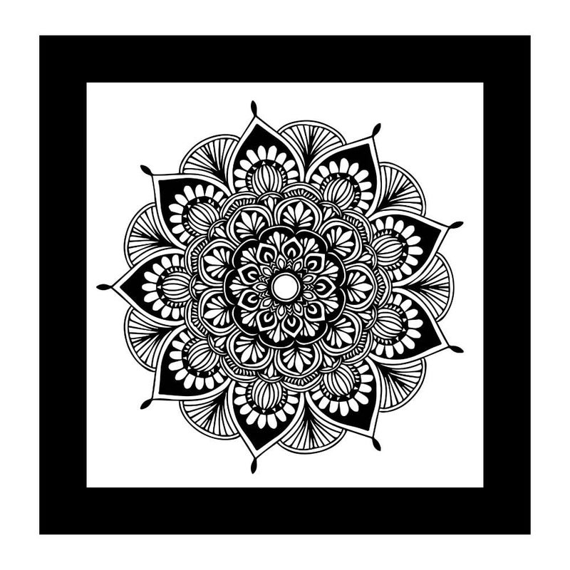 DEKORSTATION Mandala Art Wall Decor Painting with Frame for Decorative WallModern Art Wall Paintings for Living Room Bedroom 12inch x 12inch Black - Image 2