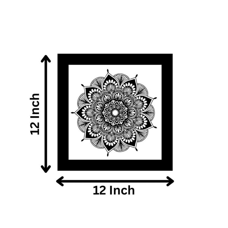 DEKORSTATION Mandala Art Wall Decor Painting with Frame for Decorative WallModern Art Wall Paintings for Living Room Bedroom 12inch x 12inch Black - Image 4