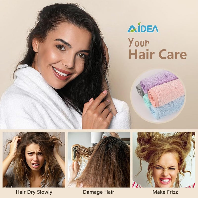 Aidea Microfiber Hair Towel Wrap 5 Pack Hair Turbans Super Absorbent Quick Dry Hair Towel Wrap For All Hair Types Anti Frizz 26""?10"" - Image 5