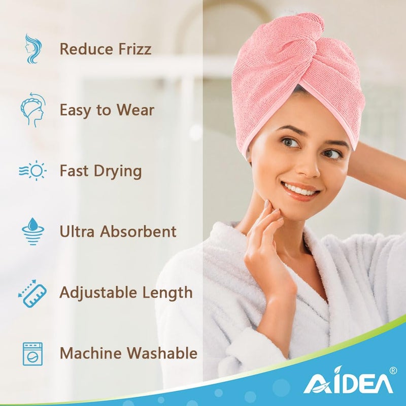 Aidea Microfiber Hair Towel Wrap 5 Pack Hair Turbans Super Absorbent Quick Dry Hair Towel Wrap For All Hair Types Anti Frizz 26""?10"" - Image 4