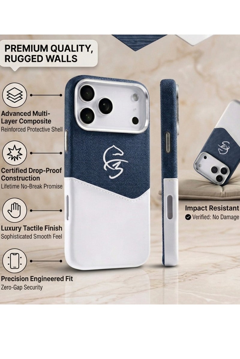 Houmt iPhone 17 Pro Case Magsafe Fabric Leather iPhone 17 Pro Cover Insert Card Luxury Magnetic Phone Case for iPhone 17 Pro 6.3 inch - Image 3