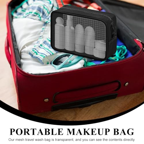 MAYCREATE® Makeup Organizer Bag 4pcs Set, Mesh Toiletry Makeup Pouch Bag Combo, 4 Sizes Zipper Cosmetic Pouch Bags Cash Pouches Accessories Organizer - Black - Image 4