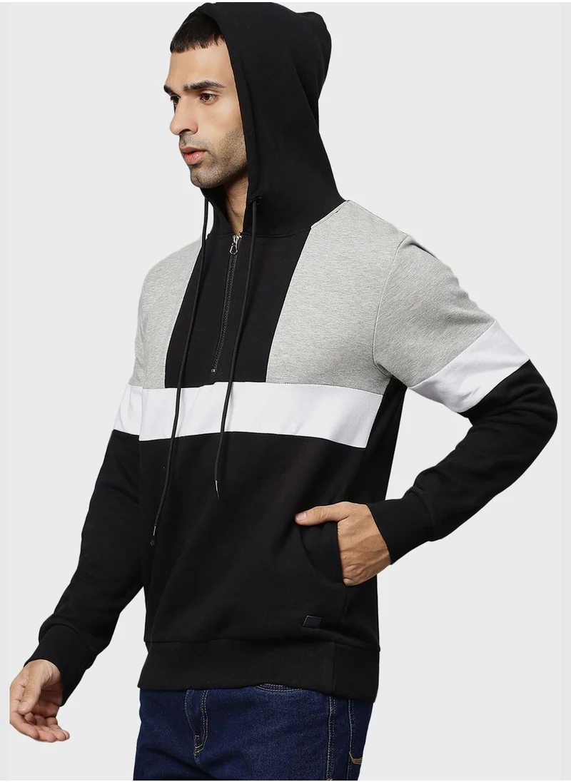 Campus Sutra Color block Hoodie