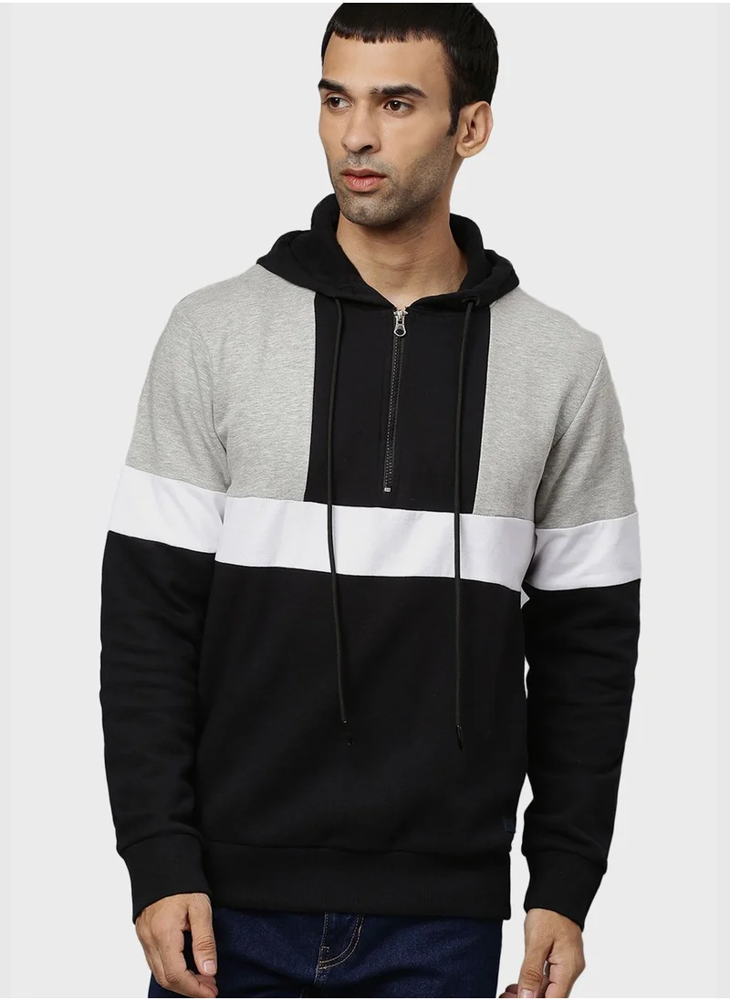Campus Sutra Color block Hoodie