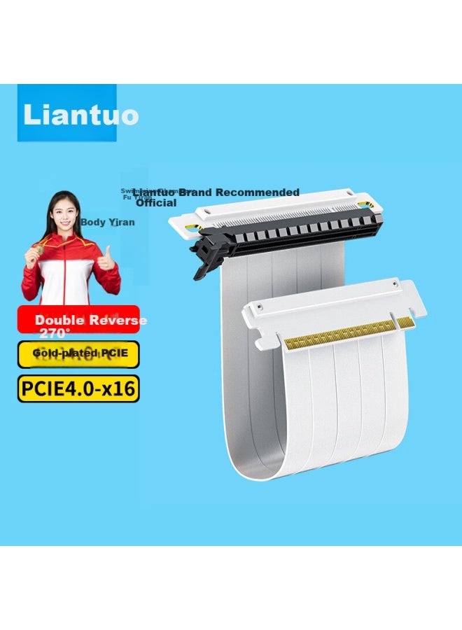 Linkstone Liantuo Full-Speed Lossless Pcie4.0 Dual Anti-Reflective Graphics Card Vertical Installation Extension Cable, Vertical Bracket, Pcie X16, Anti-Electromagnetic Interference, Bendable, Suitable For 4090 Graphics Card - Image 1