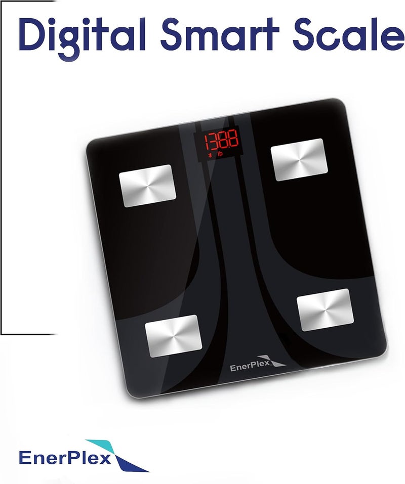 EnerPlex Fit 2020 Model Bluetooth Body Fat Scale, Weight Scales Digital Smart Body Composition Wireless Analyzer BMI Scale Health Monitor with Smartphone APP, 396 lbs Black - Image 2