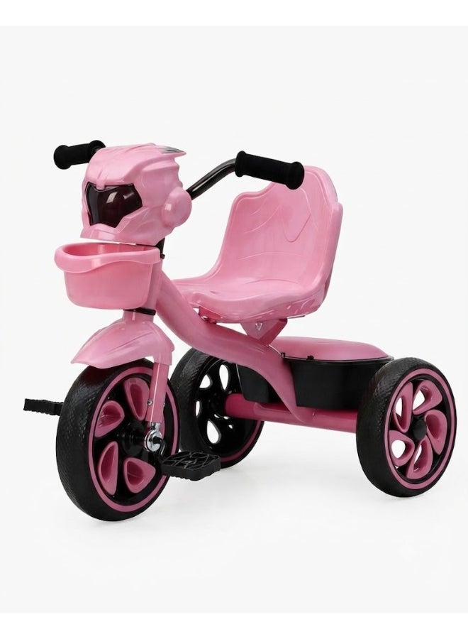 Toy Land Kids Tricycle with Music & Lights, EVA Wheels, Steel Frame, Rear Storage Basket, Pedal Ride-On Trike-Pink - Image 2