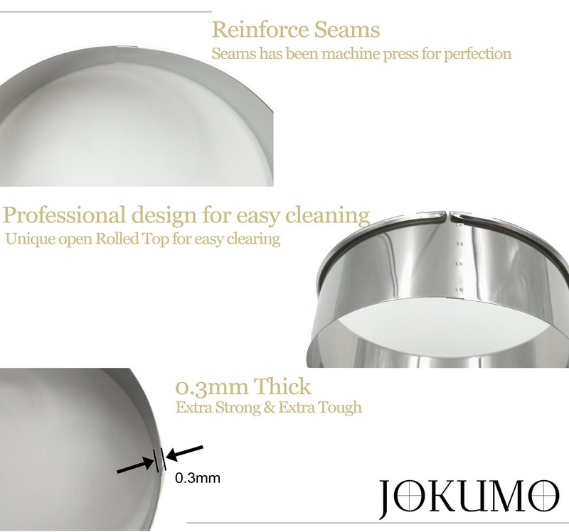 JOKUMO 12 Piece Plain Round Pastry/Cookie Cutter Set Heavy Duty Commercial Grade 18/8 304 Stainless Steel - Metal Marked Size â€“ Perfect For Cooking Enthusiast - Image 5
