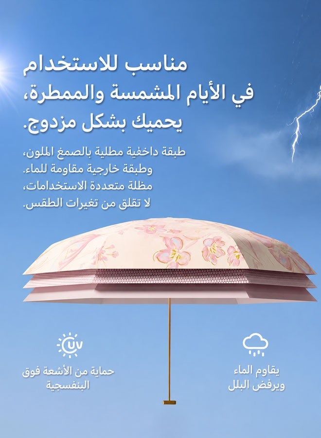 مظلة جيب وردية اللون تحجب الأشعة فوق البنفسجية، وهي مظلة شمسية صغيرة وجذابة. - Image 5