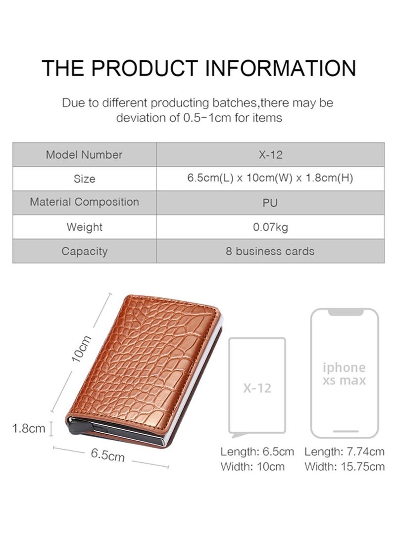 We Happy RFID Protection Leather Cover Ultra-Thin Aluminum Case Premium Credit Card Holder Automatic Pop UP Wallet  - Image 3