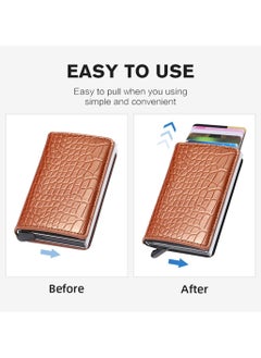 We Happy RFID Protection Leather Cover Ultra-Thin Aluminum Case Premium Credit Card Holder Automatic Pop UP Wallet  - Image 2