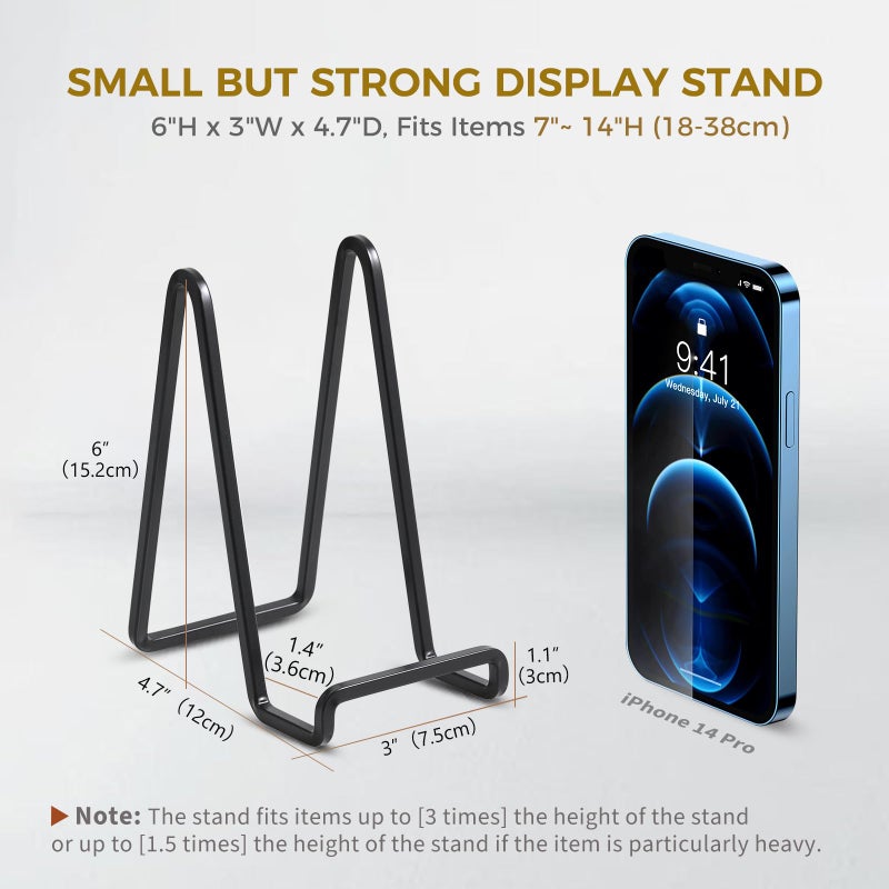 DIDUDIDU Plate Holder Easel Display Stand - 6 Inch Metal Plate Stands For Display - Tabletop Picture Stand - Black Iron Easels For Display Pictures | Photo Frames | Book | Decorative Plates | Plaque - 2 Pack - Image 2