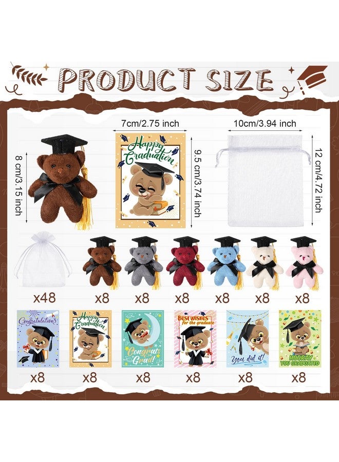 Hanaive Hanaive 48 Set Mini Graduation Stuffed Bears Bulk 3'' Plush Bear Class of 2025 Stuffed Animal with Cap Tie Grad Card Organza Bag for Kindergarten high School College Elementary Graduation Gifts  - Image 2