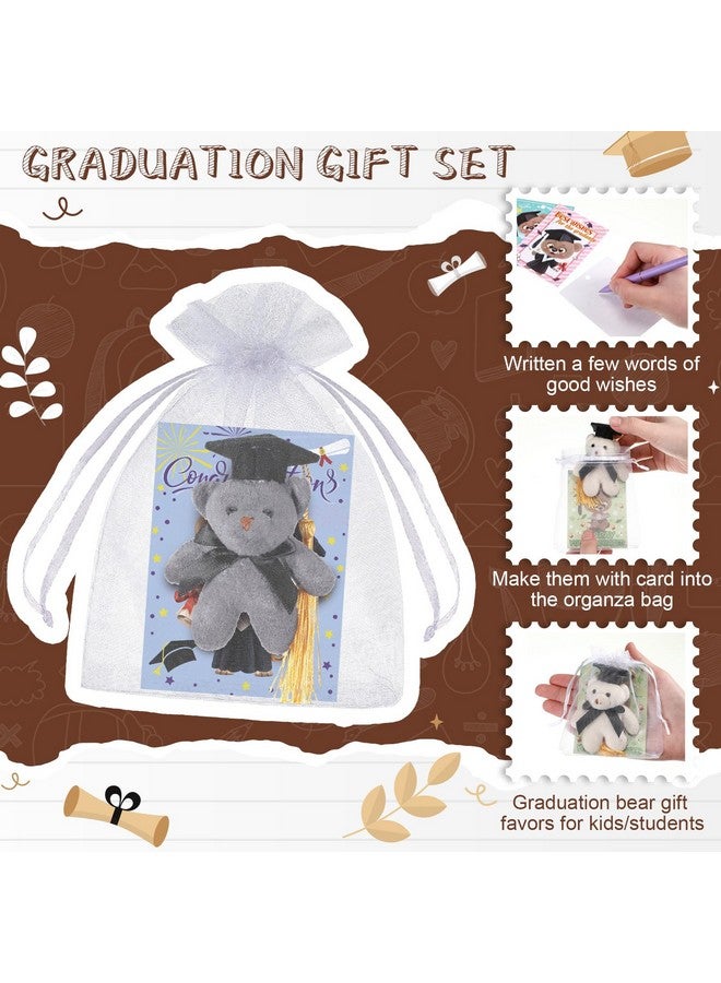 Hanaive Hanaive 48 Set Mini Graduation Stuffed Bears Bulk 3'' Plush Bear Class of 2025 Stuffed Animal with Cap Tie Grad Card Organza Bag for Kindergarten high School College Elementary Graduation Gifts  - Image 3