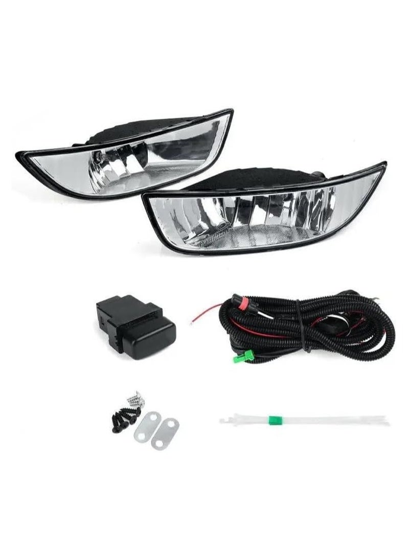 Elshafey 1 Pair Fog Lights Assembly Replacement for 2008-2014  Mitsubishi Lancer shark Clear Lens with Bulbs Harness Switch Kit Driving Fog Lights - Image 2