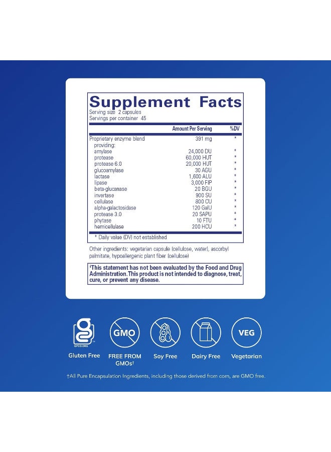 Pure Encapsulations Digestive Enzymes Ultra - Vegetarian Digestive Enzyme Supplement to Support Protein, Carb, Fiber, and Dairy Digestion* - 90 Capsules - Image 2