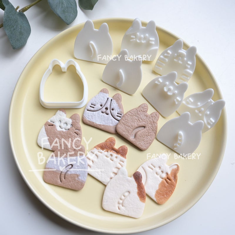 8pcs Cat Cookie Cutters Plastic 3D Cartoon Biscuit Mold Baking Tool - Image 5