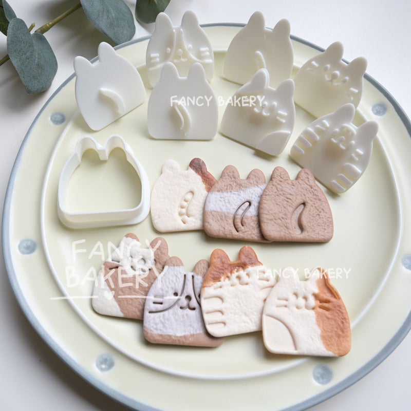 8pcs Cat Cookie Cutters Plastic 3D Cartoon Biscuit Mold Baking Tool - Image 1