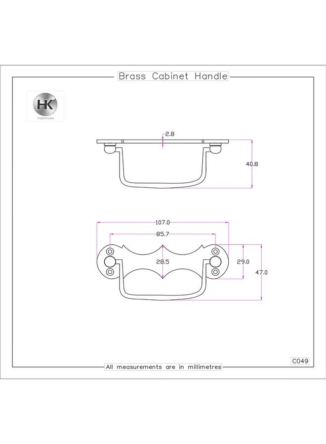 HOBKNOBS (107mm Backplate Antique Brass Cabinet Handle Door Knocker - Brownish Gold. - Image 3