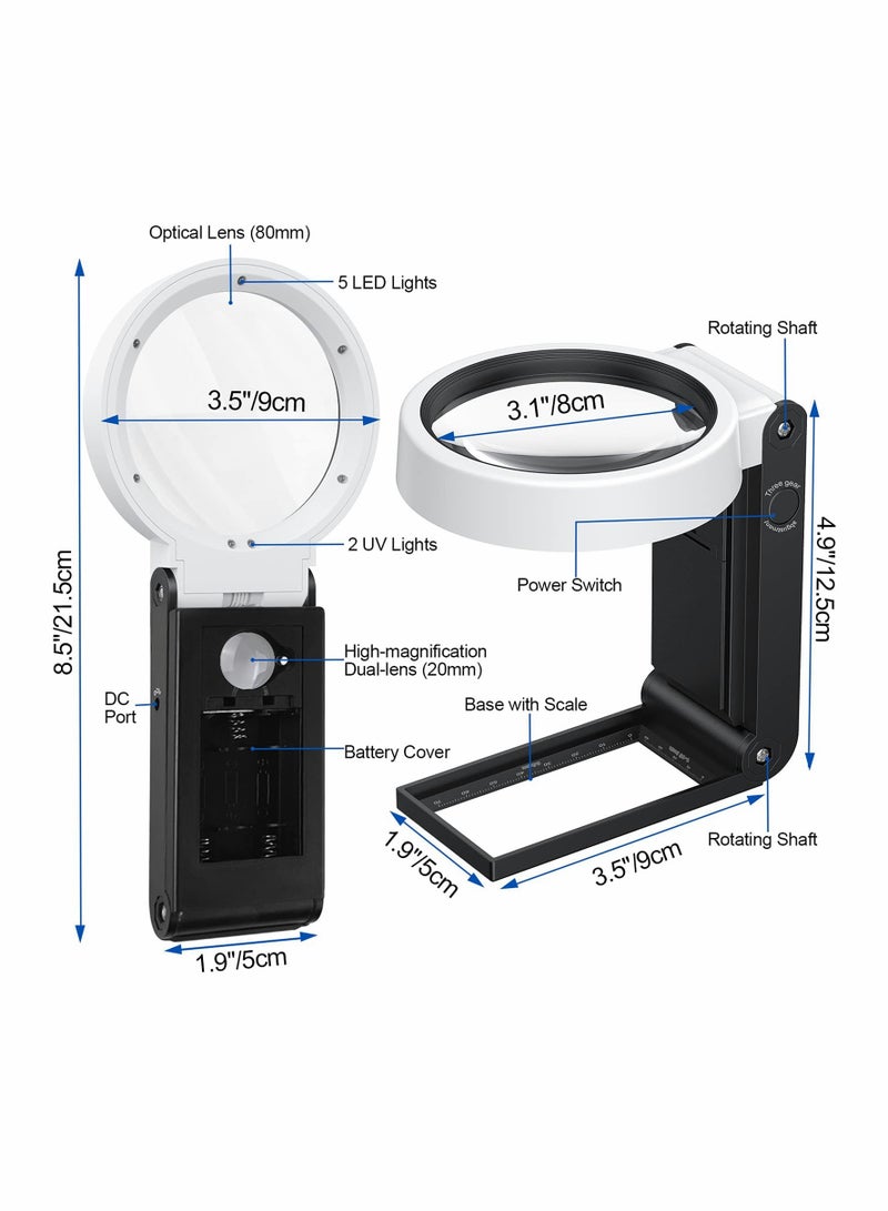 Excefore Magnifying Glass Magnifier with Light - USB Power Standing 25X 8X Magnifying Tools - Handheld LED Illuminated Magnifier for Macular Degeneration Seniors Read Inspection Coins Jewelry Exploring - Image 5