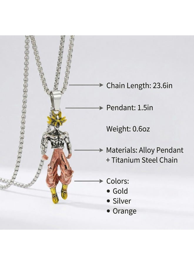 Fogsea Anime stainless steel DBZ siya WuKong Character Pendant Necklace, Stainless Steel Chain, Anime Cosplay Jewelry, General, Stainless Steel, not application - Image 2