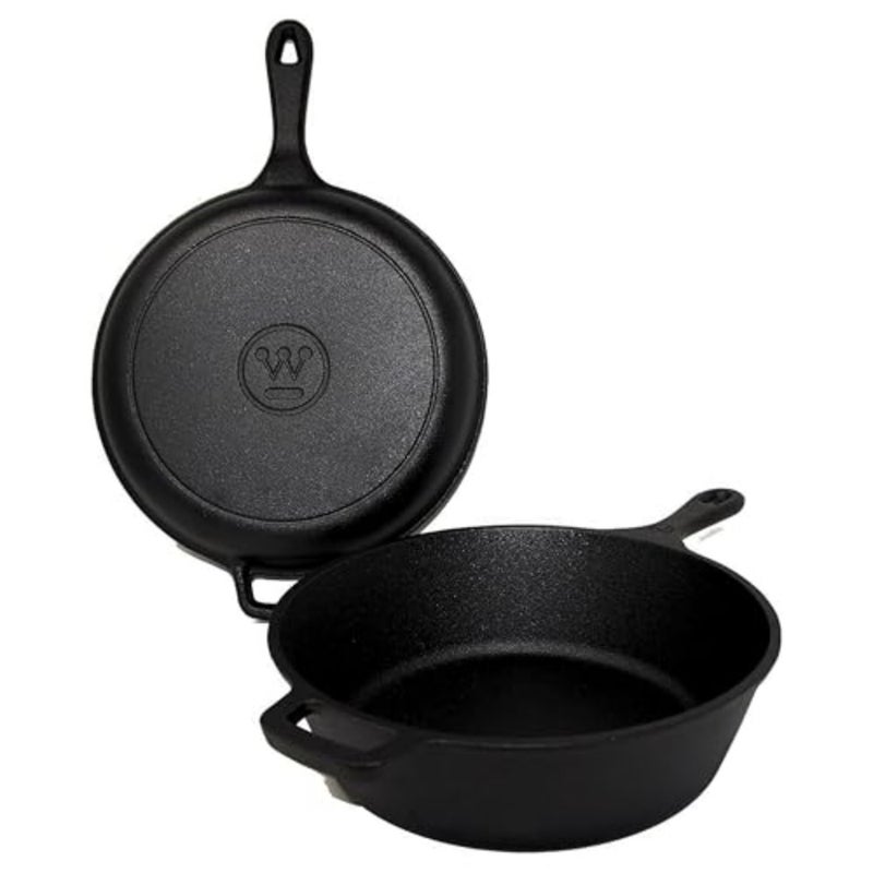 USA 3-Quart Pre-Seasoned Cast Iron Dutch Oven with 10.25-Inch Skillet Lid Versatile 2-in-1 Cookware for Indoor and Outdoor Use - Image 1