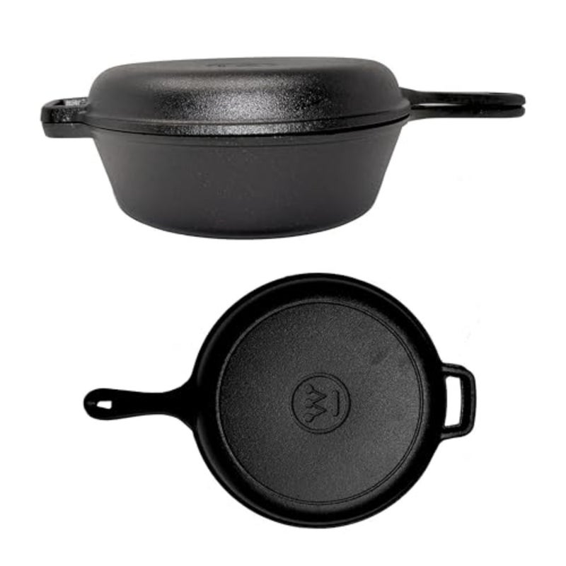 USA 3-Quart Pre-Seasoned Cast Iron Dutch Oven with 10.25-Inch Skillet Lid Versatile 2-in-1 Cookware for Indoor and Outdoor Use - Image 4
