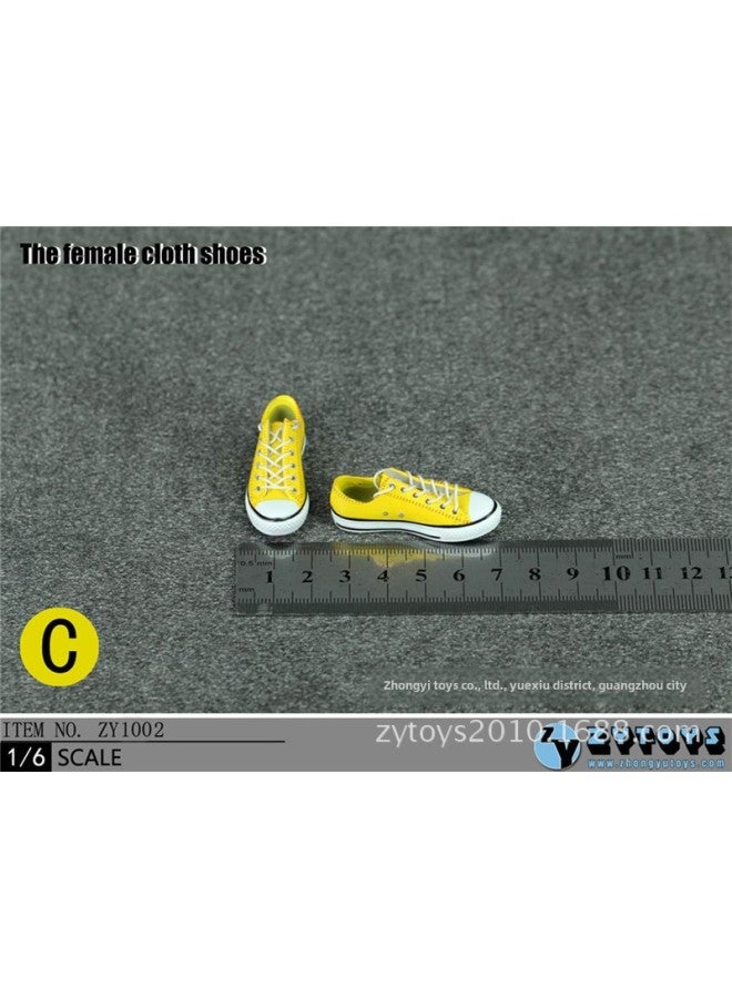 Women's Clothing Low-top Canvas Sports Shoes 6-inch Dolls Action Figures Handheld Shoes Zy1002-Color:Yellow - Image 1