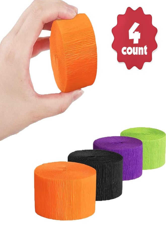 OHOME زينة هالوين من OHOME - شرائط ورق الكريب | زينة حفلات هالوين داخلية وخارجية - خلفية لافتة باللون الأسود والبرتقالي والأخضر والبنفسجي، هدايا ومستلزمات حفلات أعياد الميلاد، ديكور للجدران والأبواب - Image 4