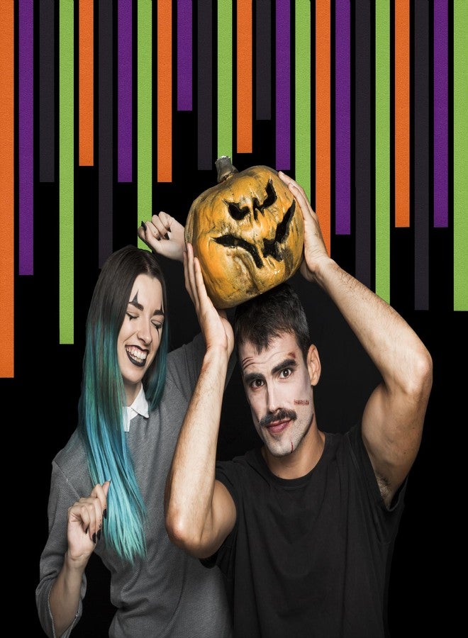 OHOME زينة هالوين من OHOME - شرائط ورق الكريب | زينة حفلات هالوين داخلية وخارجية - خلفية لافتة باللون الأسود والبرتقالي والأخضر والبنفسجي، هدايا ومستلزمات حفلات أعياد الميلاد، ديكور للجدران والأبواب - Image 5