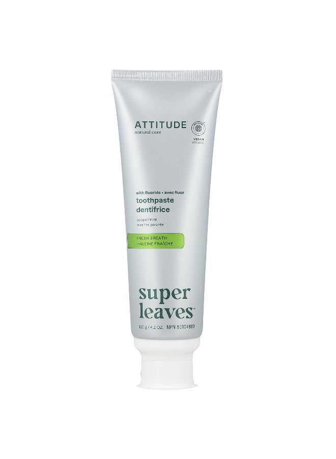ATTITUDE, Fresh Breath Toothpaste, Peppermint, 4.2 oz (120 g) - Image 1