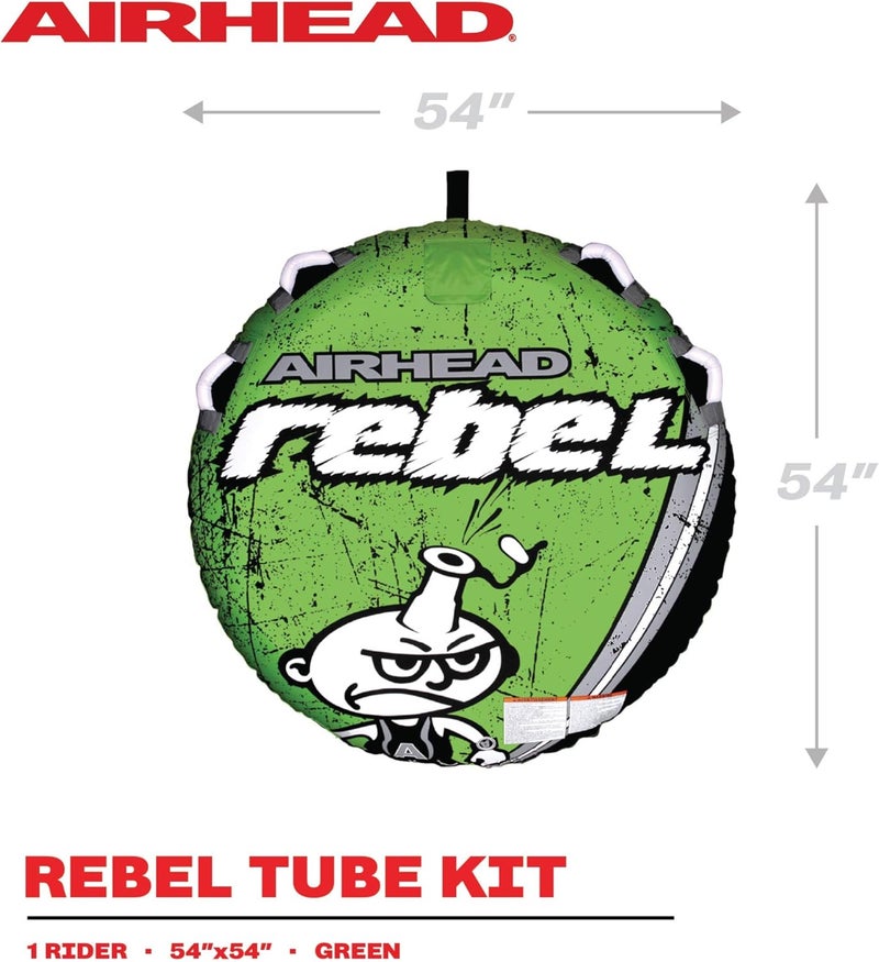 Airhead طقم قارب قابل للسحب Airhead Rebel لراكب واحد مع حبل ومضخة KwikConnect غطاء نايلون مزدوج الخياطة صمام أمان سريع لسهولة النفخ والتفريغ - Image 5