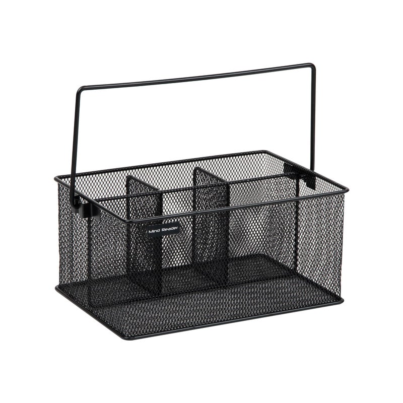 Mind Reader Utensil Holder, Silverware Organizer, Caddy, Cutlery Holder, Kitchen, Metal Mesh, 10"L x 7"W x 4.75"H, Black - Image 5