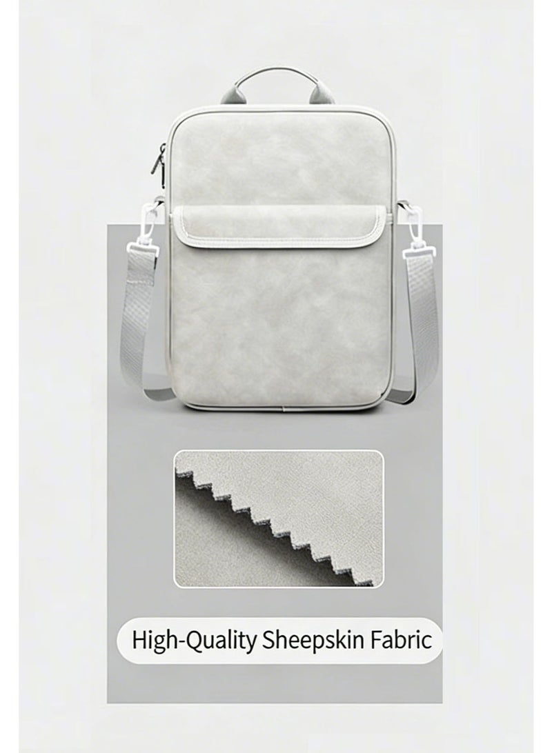 AuliceVerse 11-Inch iPad Slim Waterproof Crossbody Bag – Premium Gray PU Suede, Large Capacity + Built-in Mousepad | Essential for Middle East Travel & Daily Use - Image 4