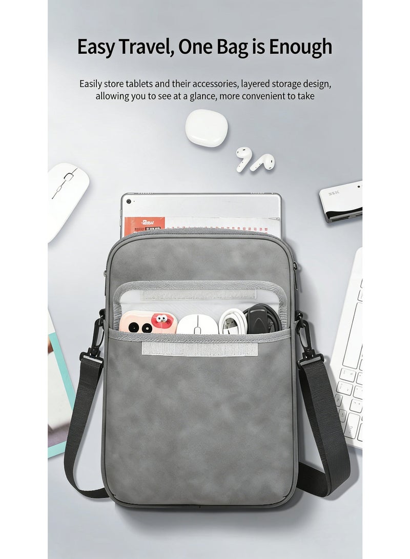 AuliceVerse 11-Inch iPad Slim Waterproof Crossbody Bag – Premium Gray PU Suede, Large Capacity + Built-in Mousepad | Essential for Middle East Travel & Daily Use - Image 3
