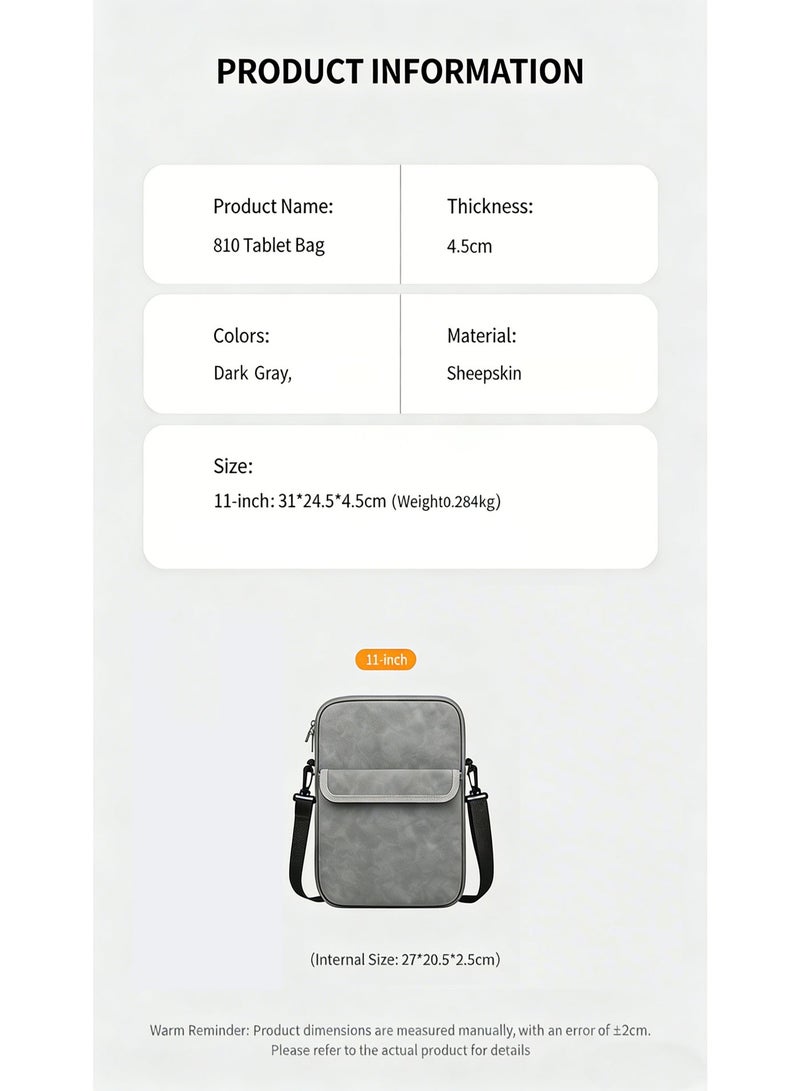 AuliceVerse 11-Inch iPad Slim Waterproof Crossbody Bag – Premium Gray PU Suede, Large Capacity + Built-in Mousepad | Essential for Middle East Travel & Daily Use - Image 5