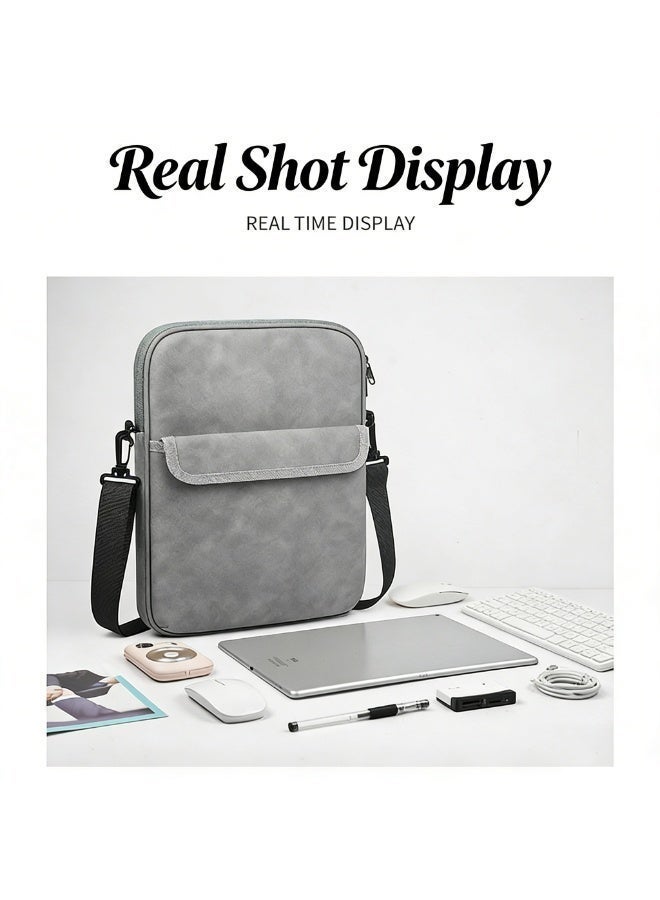 AuliceVerse 11-Inch iPad Slim Waterproof Crossbody Bag – Premium Gray PU Suede, Large Capacity + Built-in Mousepad | Essential for Middle East Travel & Daily Use - Image 2