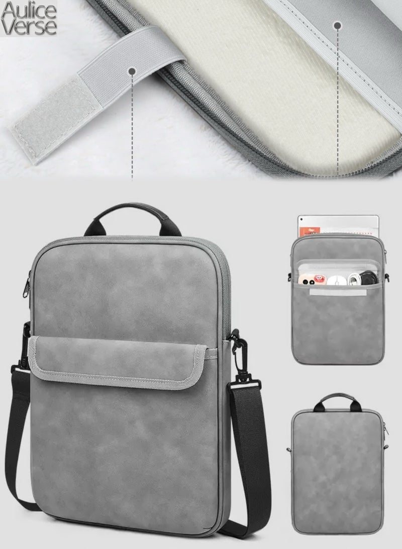 AuliceVerse 11-Inch iPad Slim Waterproof Crossbody Bag – Premium Gray PU Suede, Large Capacity + Built-in Mousepad | Essential for Middle East Travel & Daily Use - Image 1
