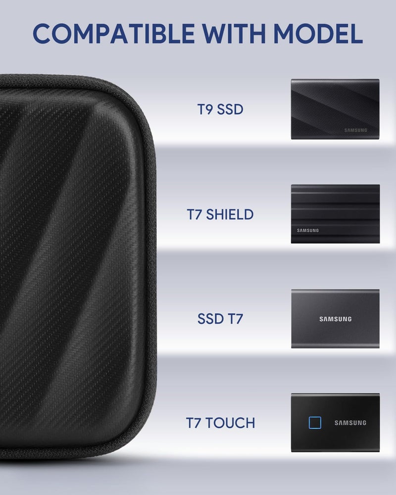 SQERO SSD Hard Case Compatible with Samsung T9/T7 Shield/T7 Portable SSD Drive USB 4TB,2TB,1TB, Portable Travel Carrying Storage Protective Cover Bag (Black) - Image 3