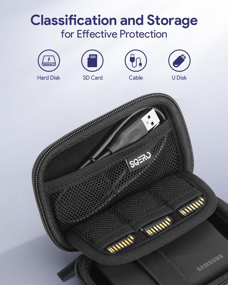 SQERO SSD Hard Case Compatible with Samsung T9/T7 Shield/T7 Portable SSD Drive USB 4TB,2TB,1TB, Portable Travel Carrying Storage Protective Cover Bag (Black) - Image 2