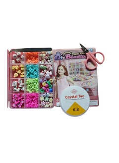 Generic Beads for making jewelry for girls and children, various colors of beads, 8 mm, Heishi, with a set of charms and elastic threads for making jewelry, bracelets and chains  - Image 3