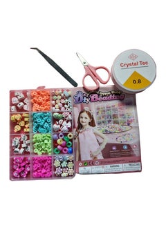Generic Beads for making jewelry for girls and children, various colors of beads, 8 mm, Heishi, with a set of charms and elastic threads for making jewelry, bracelets and chains  - Image 4