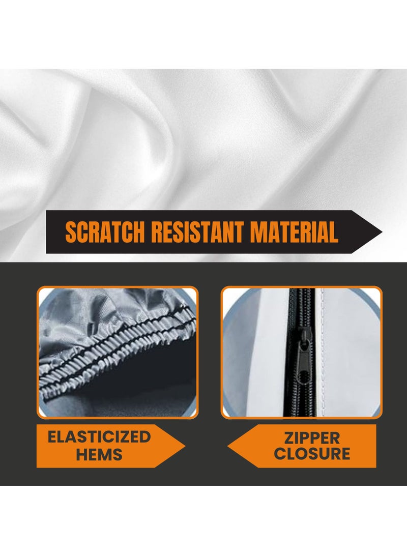 FORCE USA غطاء سيارة سيدان مقاوم للماء ومضاد للغبار للاستخدام الخارجي - قماش غير منسوج لحماية كاملة في جميع الأحوال الجوية مع إغلاق بسحاب للسيارات الكبيرة درع من الشمس والمطر - Image 5