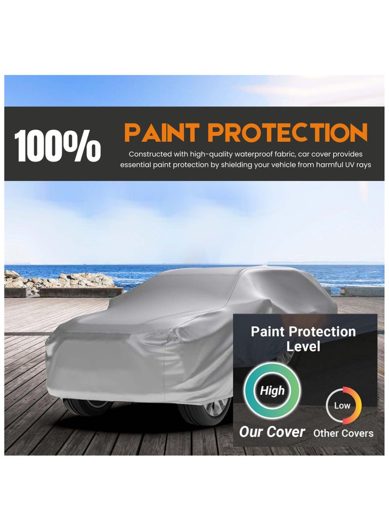 FORCE USA غطاء سيارة سيدان مقاوم للماء ومضاد للغبار للاستخدام الخارجي - قماش غير منسوج لحماية كاملة في جميع الأحوال الجوية مع إغلاق بسحاب للسيارات الكبيرة درع من الشمس والمطر - Image 4